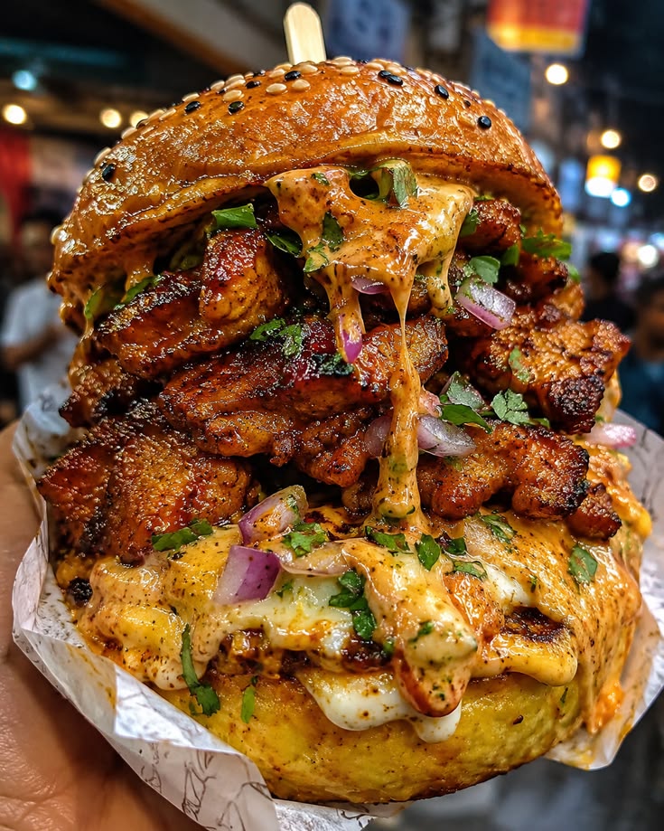 street food sandwich with grilled delights